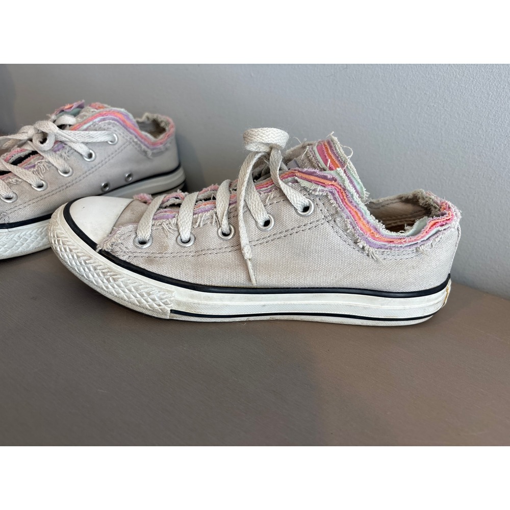 Girls Converse Chuck Taylor All Star Low Top Frayed Edge Multi Color Shoes 3 - Picture 3 of 6